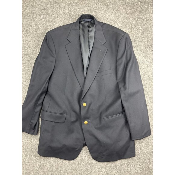 Brooks Brothers Blazer Mens 44 Black Wool Cashmere Gold Button Sport Coat Jacket